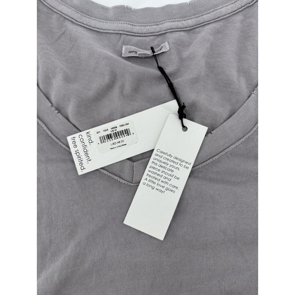 NWT Unsubscribed Distressed V Neck T Shirt Sz M Quiet Luxury Momcore Preppy - Picture 5 of 9